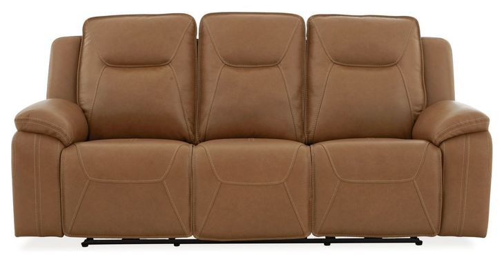 Callihan York Butternut Leather 89" Power Reclining Sofa with USB Charging and Heat Massage