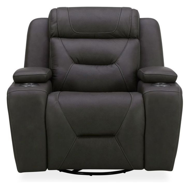 Langford Aline Coal Leather Glider Power Recliner with USB Charging and LED