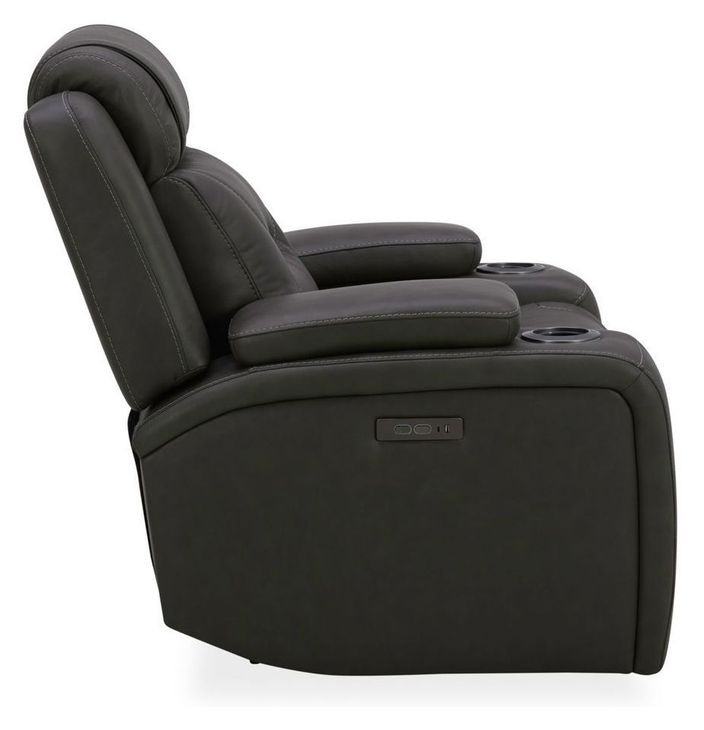 Langford Aline Coal Leather 91" Zero Gravity Power Reclining Living Room Set with USB Charging and LED