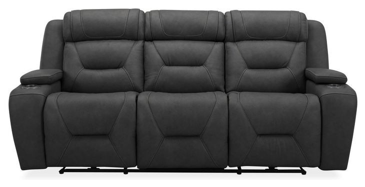 Langford Aline Coal Leather 91" Zero Gravity Power Reclining Sofa with USB Charging and LED