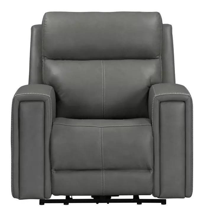 Camden Aline Light Gray Leather Triple Power Zero Wall Recliner with USB Charging