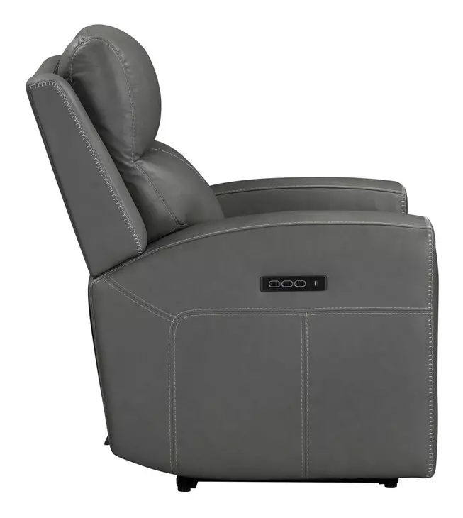 Camden Aline Light Gray Leather Triple Power Zero Wall Reclining Living Room Set with USB Charging
