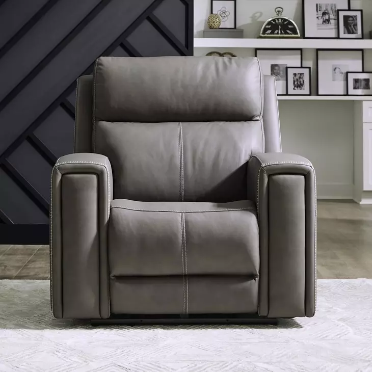 Camden Aline Light Gray Leather Triple Power Zero Wall Recliner with USB Charging
