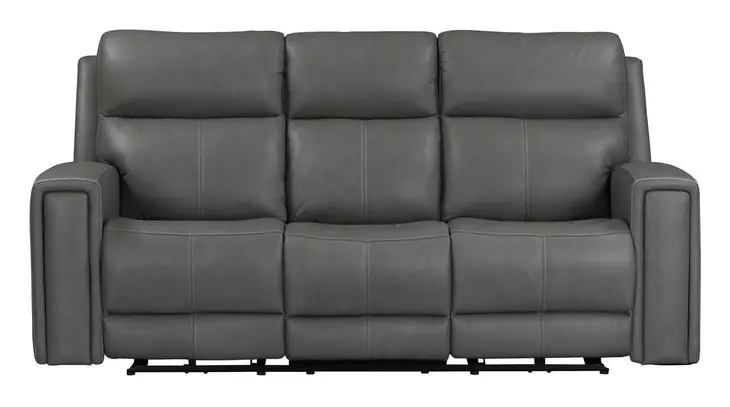 Camden Aline Light Gray Leather 89" Triple Power Zero Wall Reclining Sofa with USB Charging