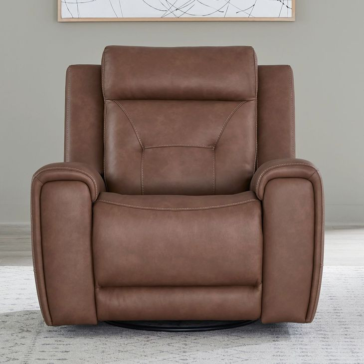 Beckham Aline Saddle Leather Glider Power Recliner with USB Charging