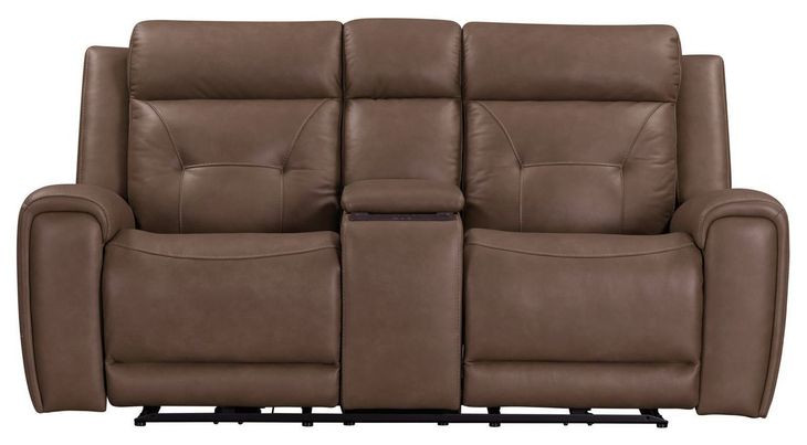 Beckham Aline Saddle Leather 79" Zero Gravity Power Reclining Loveseat with Console and USB Charging