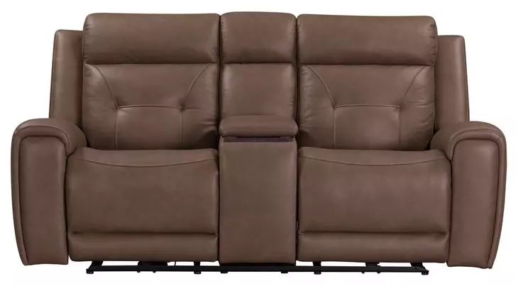 Kingswell Aline Saddle Leather Zero Gravity 79" Power Reclining Loveseat with Console and USB Charging