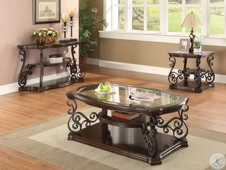 Laney Deep Merlot And Clear Coffee Table
