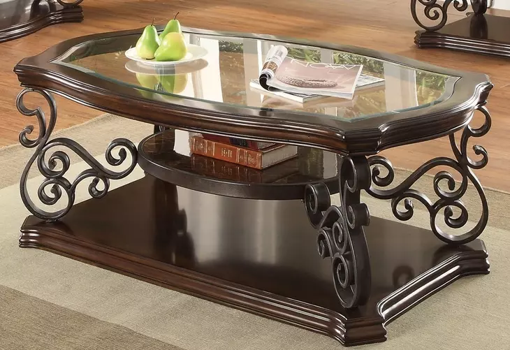 Laney Deep Merlot And Clear Occasional Table Set