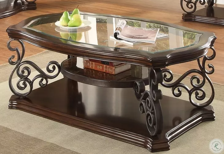 Laney Deep Merlot And Clear Coffee Table