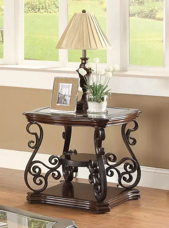 Laney Deep Merlot And Clear End Table