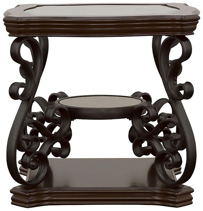 Laney Deep Merlot And Clear End Table