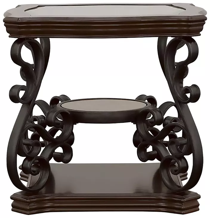 Laney Deep Merlot And Clear End Table