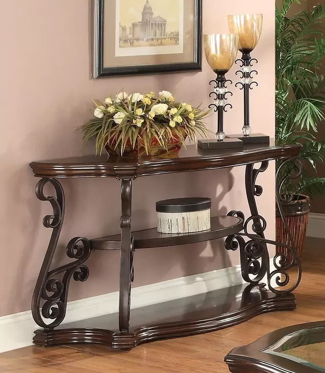 Laney Deep Merlot And Clear Sofa Table