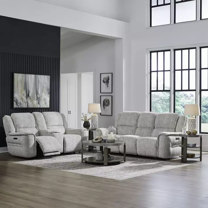 Clayfield Galactic Parchment 81" Zero Gravity Triple Power Reclining Loveseat with Console and USB Charging