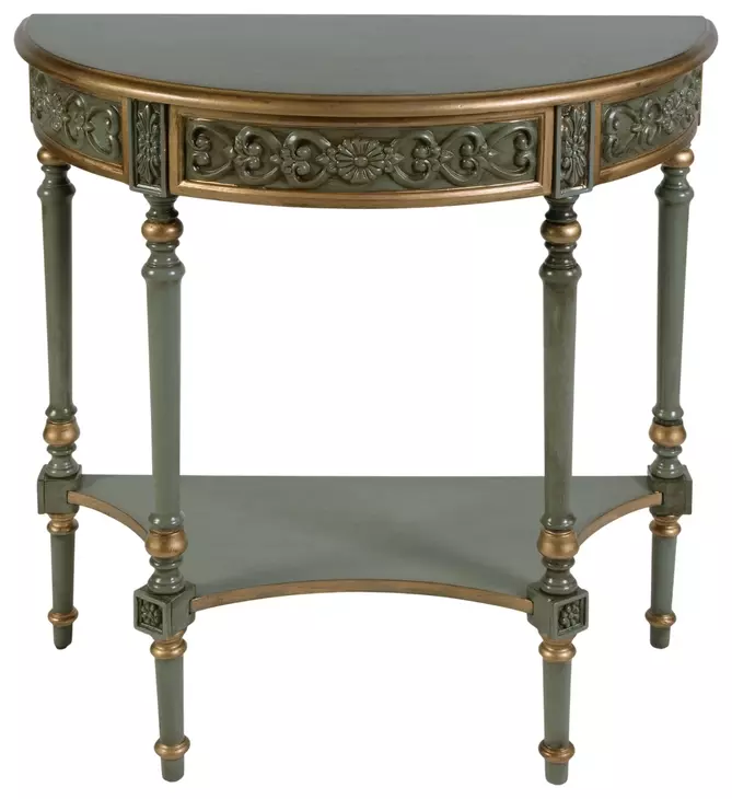 Danelle Royal Pastel Green Demilune Console Table