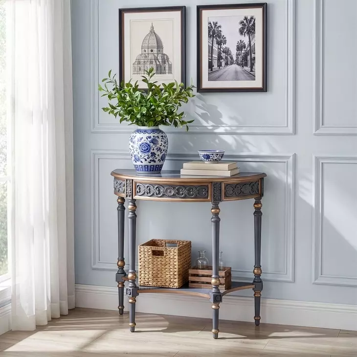 Danelle Royal Pastel Blue Demilune Console Table