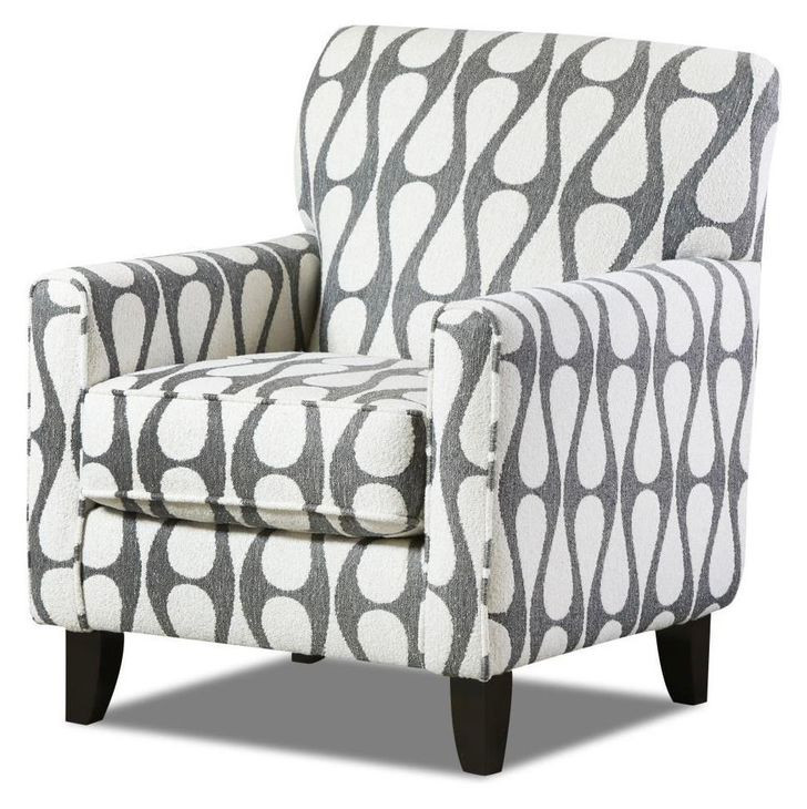 Countour Natural Gray and White Performance Fabric Accent Chair