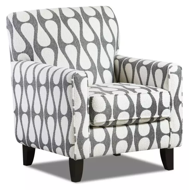Countour Natural Gray and White Performance Fabric Upholstered Accent Chair