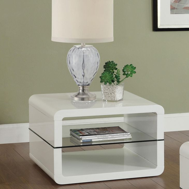 Elana Glossy White End Table