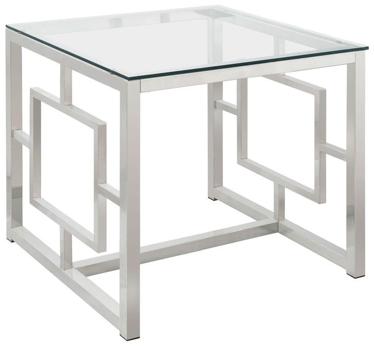 Merced Glass Top And Nickel End Table