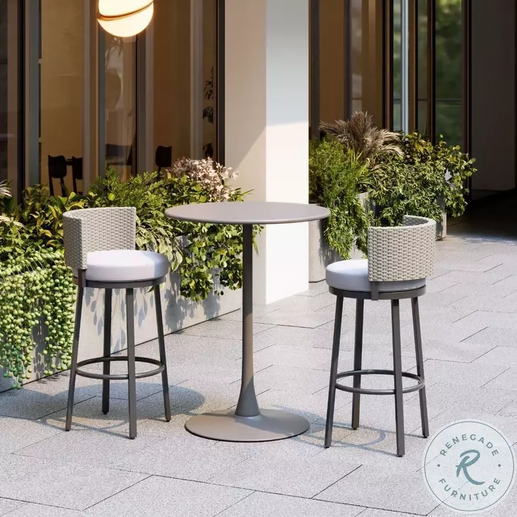 Midnight Wave White Performance Fabric Outdoor Bar Stool