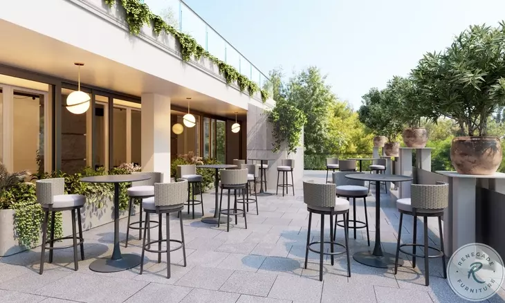 Midnight Wave White Performance Fabric Outdoor Bar Stool