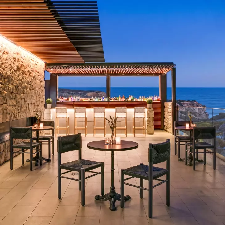 Mizuya White and Brown Outdoor Bar Stool