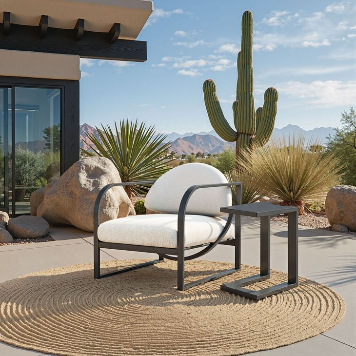 Flakt Ivory Upholstered Outdoor Accent Chair