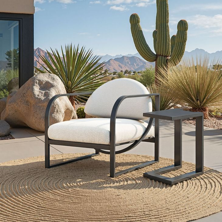 Flakt Ivory Upholstered Outdoor Accent Chair