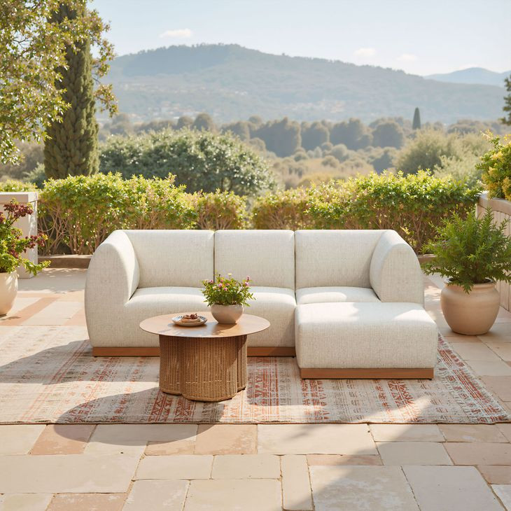 Christy Beige Outdoor Corner Chair