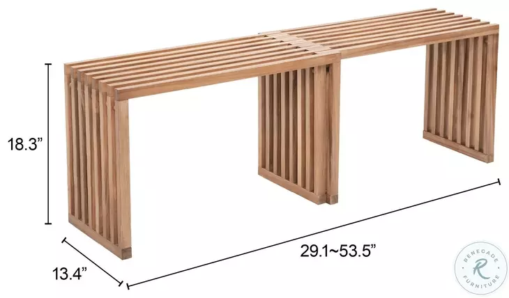 Riviera Natural Outdoor Extendable Bench Set Of 2