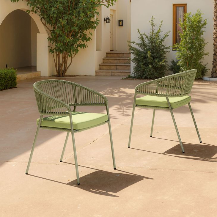 Skye Green Upholstered Outdoor Dining Chair Set of 2