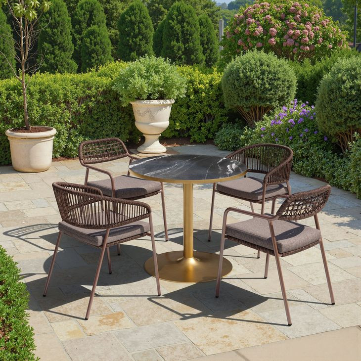 Rio Brown Upholstered Outdoor Dining Chair Set of 2