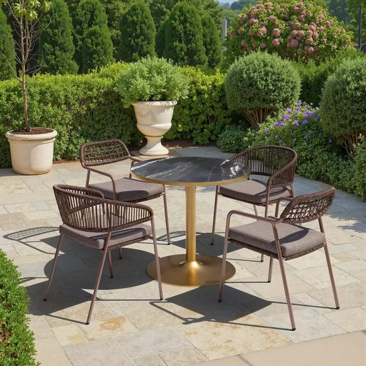 Rio Brown Upholstered Outdoor Dining Chair Set of 2