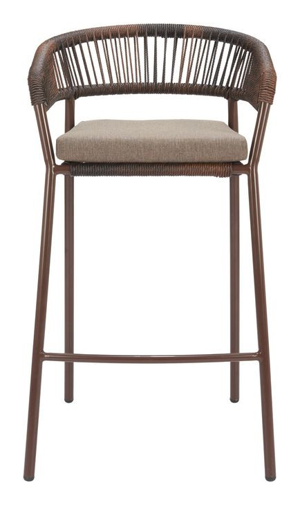 Skye Brown Upholstered Outdoor Bar Stool Set of 2
