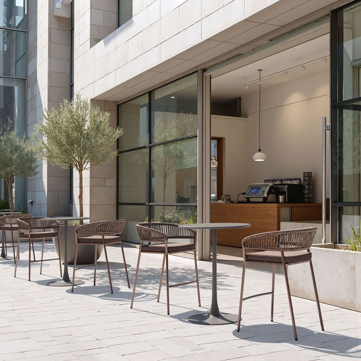 Skye Brown Upholstered Outdoor Bar Stool Set of 2