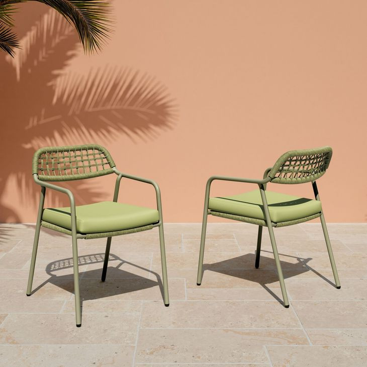 Rio Green Upholstered Outdoor Dining Chair Set of 2