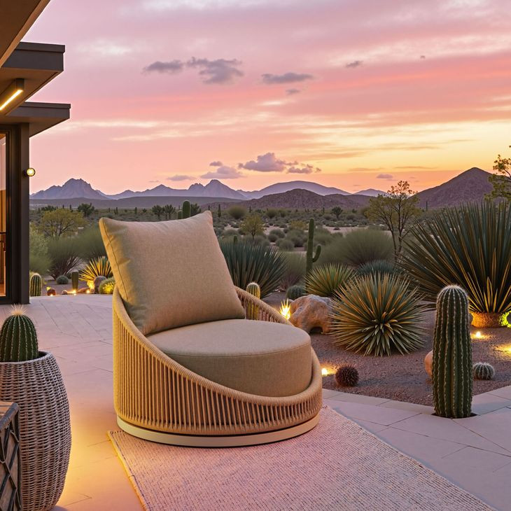 Cabana Green Upholstered Outdoor Swivel Accent Chair