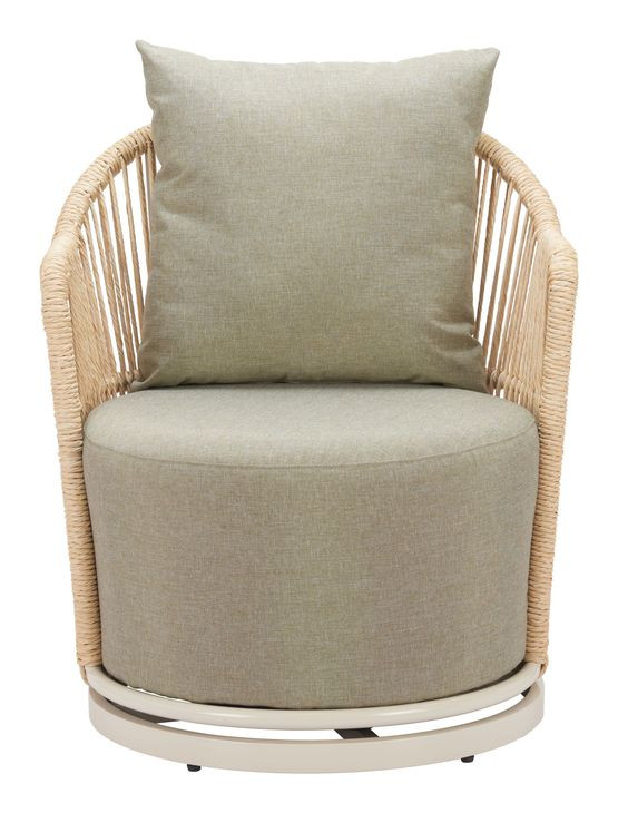 Lanai Green Upholstered Outdoor Swivel Accent Chair