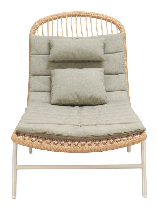 Skim Green 78" Outdoor Chaise Lounge with Pillows