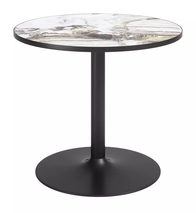 Batu Gray and Black Outdoor 35" Round Glass Top Dining Table