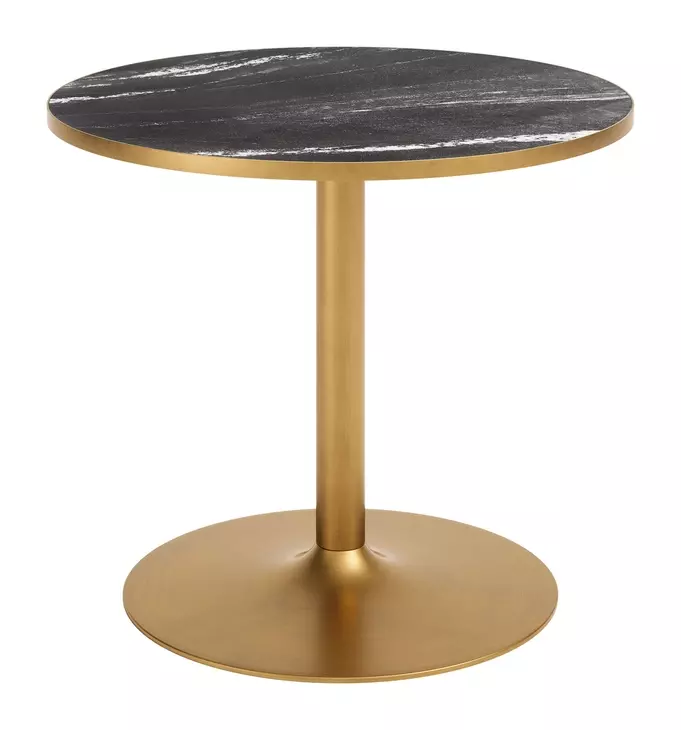 Batu Black and Gold Outdoor 35" Round Glass Top Dining Table
