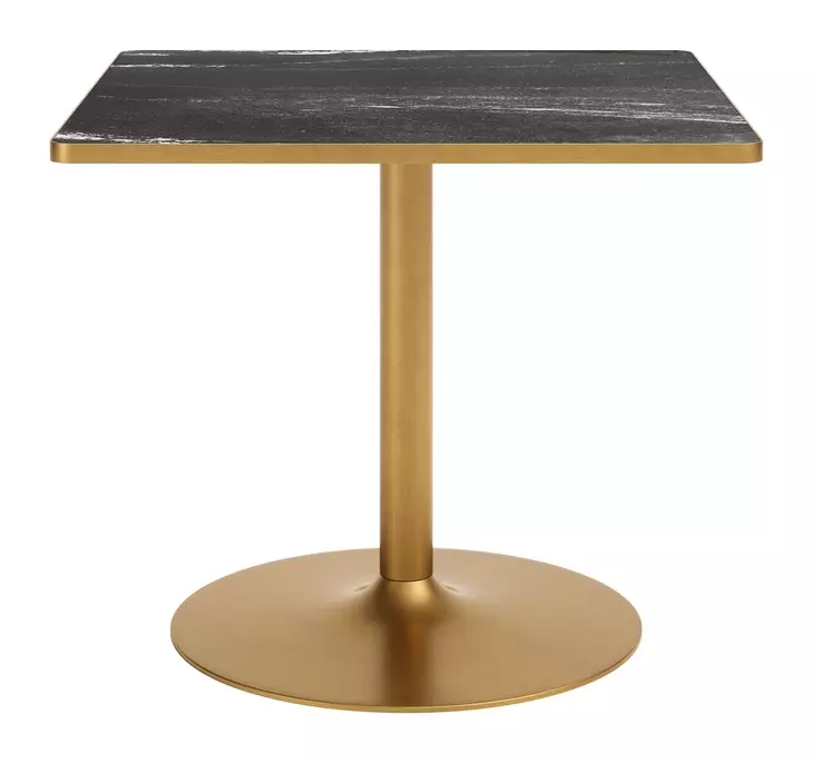 Caliza Black and Gold Outdoor 36" Square Glass Top Dining Table