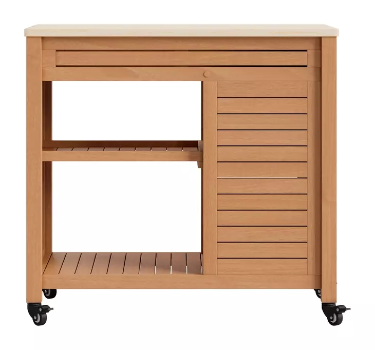 Valtan Natural and White Outdoor 1 Door Bar Cart