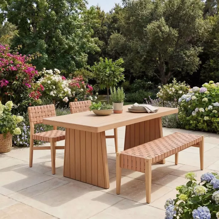 Nimone Natural Outdoor Rectangular Dining Room Set