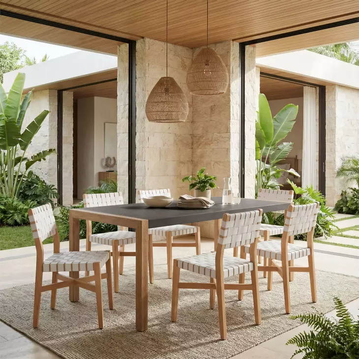 Mizuya White and Brown Outdoor Dining Chair
