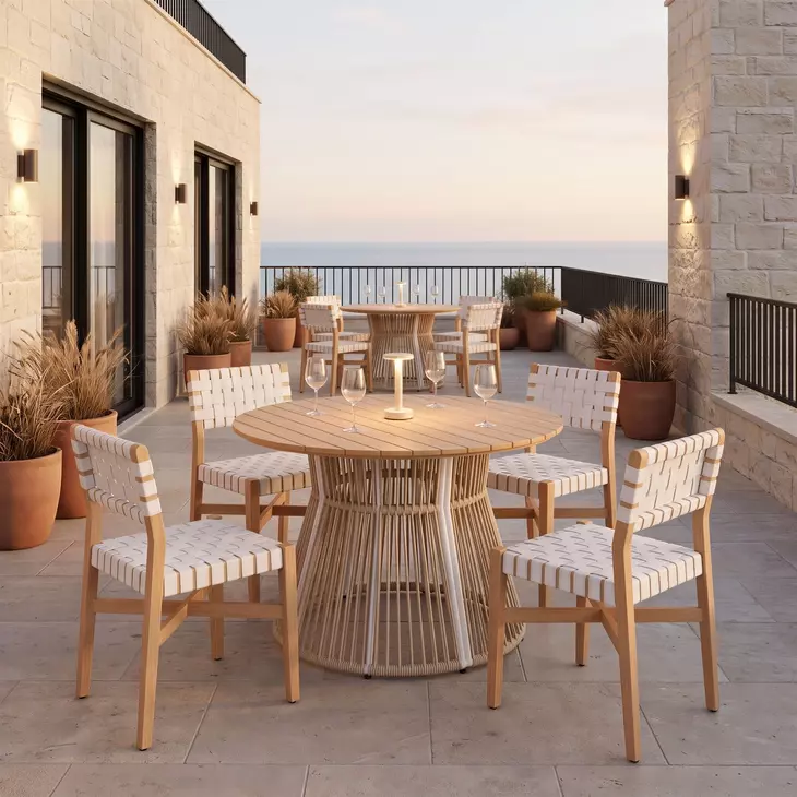 Mizuya White and Brown Outdoor Dining Chair