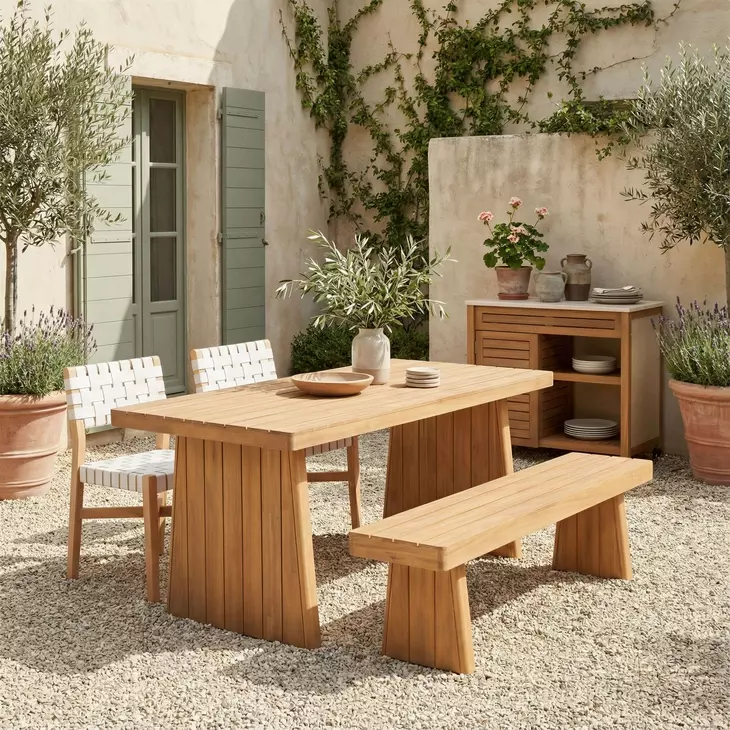 Valtan Natural and White Outdoor 1 Door Bar Cart