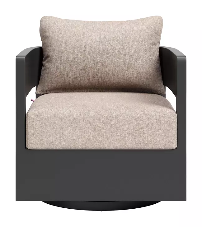 Foret Beige Upholstered Outdoor Swivel Accent Chair